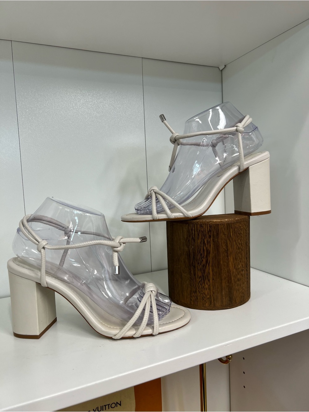 Schutz Womens White Strappy Block Heel Sandals